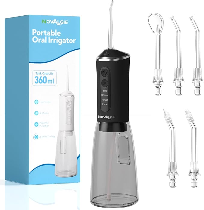 Water Dental Flosser for Teeth Pick：360ML Tank 5 Jet Tips Rechargeable Electric Flosser, 4 Mode IPX7 Cordless Oral Irrigator for Implants, Brace & Sensitive Teeth Care, Home & Travel Use