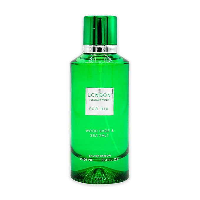 London Fragrances - Wood Sage and Sea Salt - Bergamot, Musk, Sandalwood Cologne for Men - Long Lasting Perfume for Men - 3.4 oz
