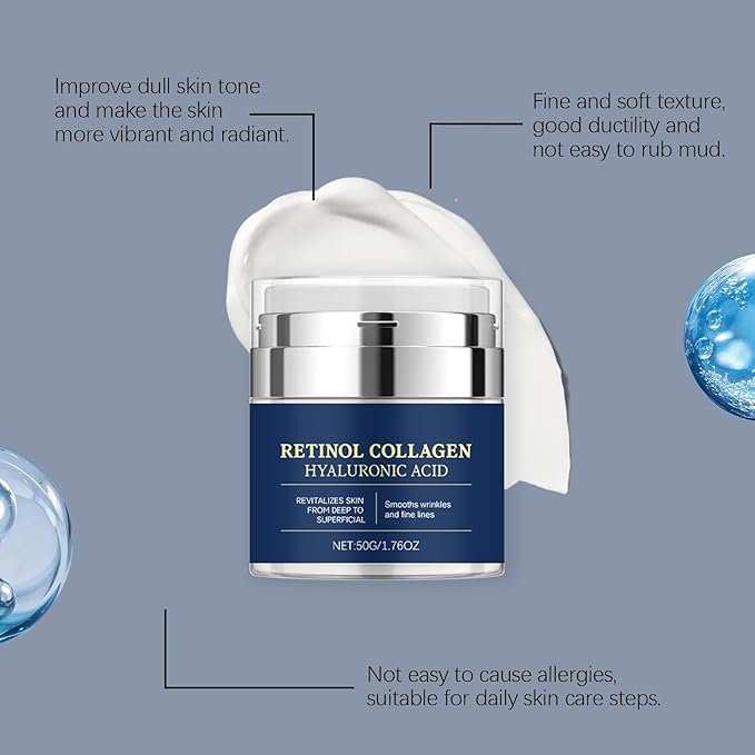 Retinol Face Cream, Collagen Neck Cream for Firming and Lifting, Anti-Wrinkle and Fine Line Reduction, Suitable for Men and Women, Instant Facial Lift Wrinkle Cream, Renew and Protect Your Skin 1.76oz