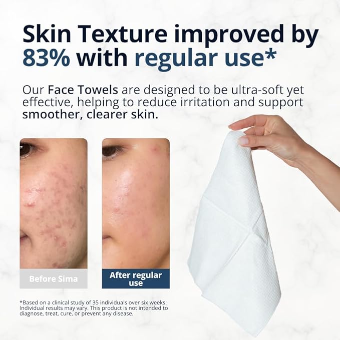 Sima Disposable Face Towels for Drying - 100% Cotton Face Wipes 150 Pack - Biodegradable Makeup remover for sensitive Skin, Gentle Clean facial cloth - Ultra-Soft & Lint-Free, Cruelty Free