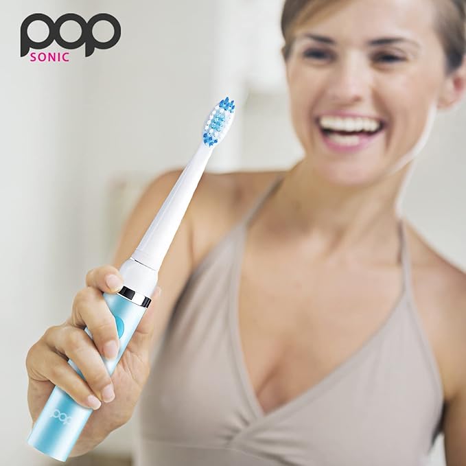 Pop Sonic Electric Toothbrush (Hawaiian Blue) - Travel Toothbrushes w/AAA Battery | Kids Electric Toothbrushes with 2 Speed & 15,000-30,000 Strokes/Minute, Dupont Nylon Bristles