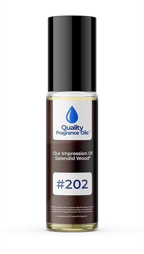 Quality Fragrance Oils' Splendid Wood for Men Impression #202 | Long-Lasting Perfume Oil, Alcohol-Free, Strong Scent, 10ml Roll-On | Affordable Alternative to Designer Fragrances