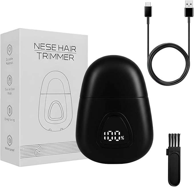 Nose Hair Trimmer for Men Women - Electric Nose Hair Clipper with Replaceable Stainless Steel Blade, Powerful Motor, Wet/Dry Use, Portable USB Rechargeable Design | Black
