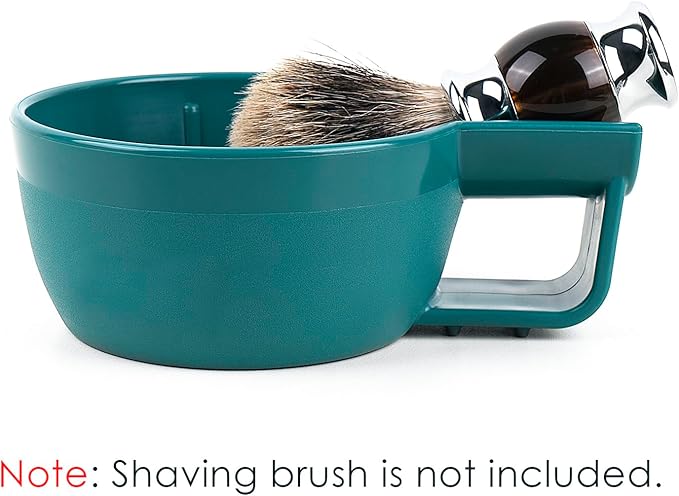 Linkidea Plastic Shaving Soap Bowl with Non-slip Handle, Wide Mouth, Large Capacity, Easier to Lather Ridges, Wet Razor Shave Cream Bowl for Men (Blue)