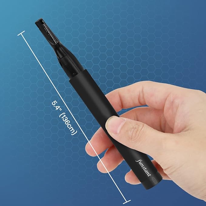 Upgraded Eyebrow Trimmer for Men, Precision Detailer Battery-Operated Eyebrow Razor and Shaper, Electric Facial Hair Trimmer with Comb, Dual-Blade Grooming Tool, No Pulling Sensation