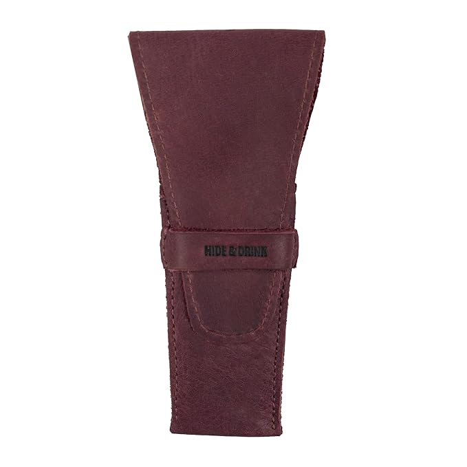 Hide & Drink, Leather Safety Razor Case, Shaving Accessories, Personal Care Essentials, Handmade Includes 101 Year Warranty (Sangria)