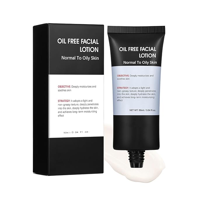 Oil-Free Face Moisturizer for Men, Natural Daily Face Lotion with Aloe Vera, Ginger Extract, Chamomile, Deeply Moisturizes, Fast-Absorbing, Ultra-Lightweight Facial Skin Care Cream, 3.04 Ounce