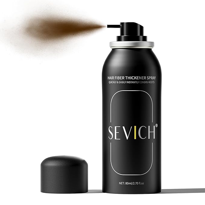 Sevich Hair Fiber Spray - Instant Hair Thickening Powder for Men & Women, Hair Building Fibers for Thinning Hair, Root Touch Up Hair Color, Waterproof, Sweatproof, Natural Look,80ml Dark Brown