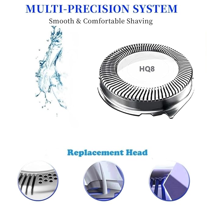 6pcs HQ8 Replacement Heads Compatible with Philips Norelco Aquatec Shavers PT720 PT730 AT810 AT815 AT830 AT880,hq8505 HQ8 Blades