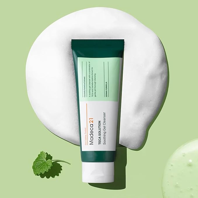 TECA Solution Soothing Gel Cleanser for Sensitive Skin – Gentle Daily Facial Cleanser with Centella & TECA, Low-Irritation Gel-to-Foam Face Wash, Developed by Dongkook Pharmaceutical (100ml)