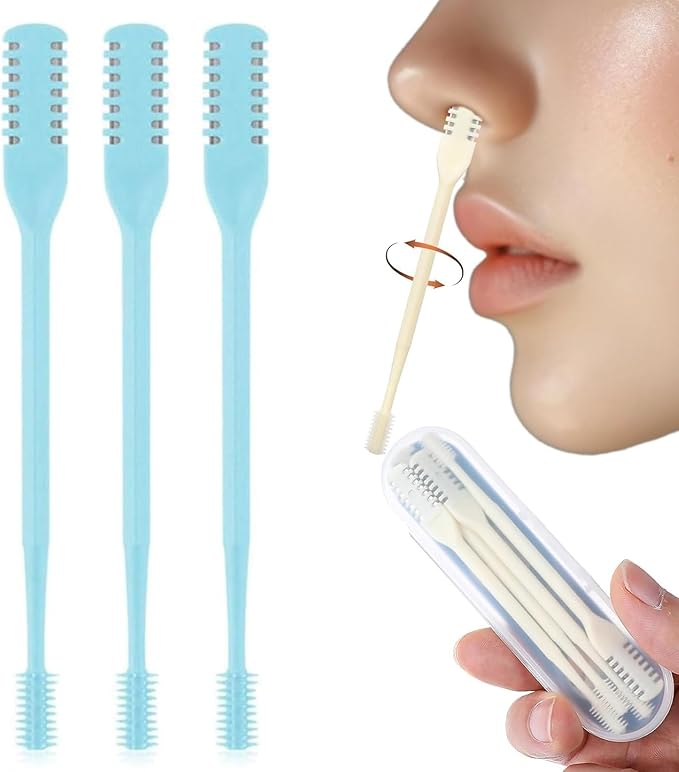 360° Nostril Hair Remover Tool,Portable Nose Hair Trimmer for Men Women,2-in-1 Nasal Hair Cutter,Upgrade Double Sided Nose Knife. (Blue, 3 Pcs)