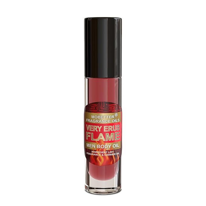MOBETTER FRAGRANCE OILS Very Erus Flame Men Body Oil (10ml Roll On), Travel Size, Aquatic Scent, Top notes are Mandarin Orange, Madagascar Pepper, Lemon, Chinotto and Rosemary