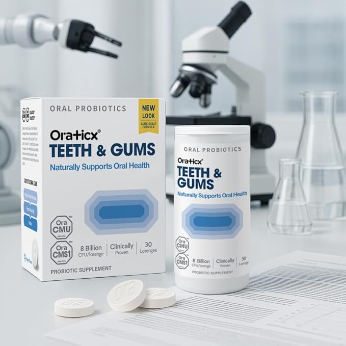 OraTicx Teeth & Gums Oral Probiotics, 8 Billion CFU - Naturally Supports Oral Health, Fresh Breath, and Immunity, Dental Probiotic Supplement, Grape Flavor 30 Lozenges 2-Pack