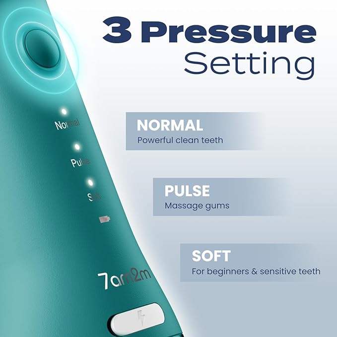 7AM2M Portable Cordless Water Flosser, Oral Irrigator with 3 Modes & 2 Tips (Peacock Green)