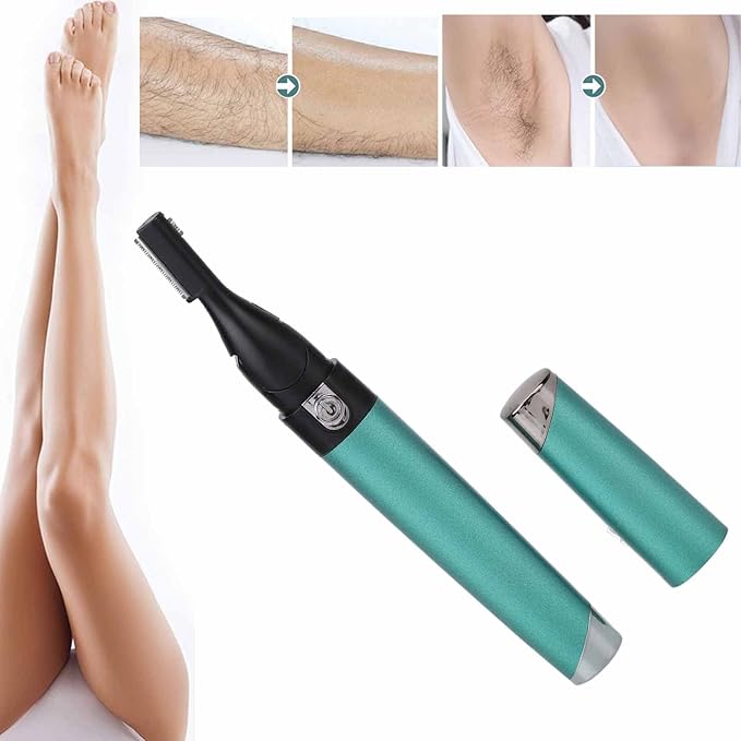 Yinhing Electric Eyebrow Trimmer,Portable Hair Remover Trimmer Painless Shaver Kit for Women Men Lips Armpit Leg Body,Battery Operated (Green)