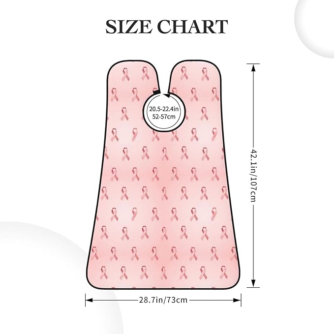Beard Grooming Cape, Waterproof Hair Catcher for Shaving Trimming, Non-Stick Bib Apron Gifts for Dad Men, Breast Cancer Ribbons Awareness Pink Shave Bib