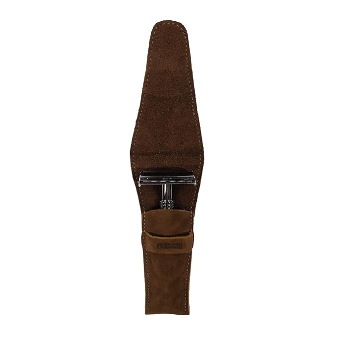 Hide & Drink, Leather Safety Razor Case, Shaving Accessories, Personal Care Essentials, Handmade (Swayze Suede)