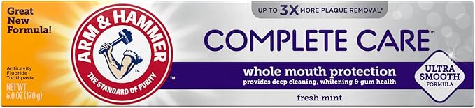 ARM & HAMMER Complete Care Toothpaste, Teeth Whitening Toothpaste, Fluoride, Whole Mouth Protection, Fresh Mint Flavor, 6.0 oz (Pack of 1)