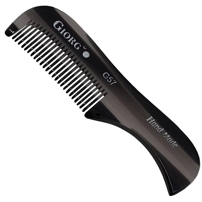 Giorgio G57 Extra Small 2.75 Inch Men's Fine Toothed Beard and Mustache Comb for Facial Hair Grooming and Styling. Wallet Pocket Comb Handmade of Quality Durable Cellulose, Saw-Cut and Hand Polished