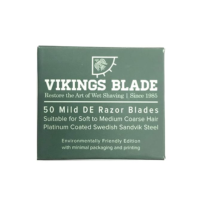 VIKINGS BLADE Double Edge Safety Razor Blades, 50x Blades, Swedish Steel + Platinum Coated, Replacement Razor Blades & Refills (Mild & Gentle)