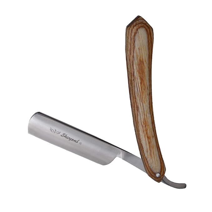 Professional Barber Sharp Straight Edge Knife Men’s Cut Throat Shaving Razor Vintage Wood Handle Salon Classic Handle – Shave Ready with Pouch By Sharpend
