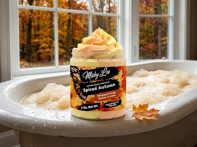 Spiced Autumn Whipped Soap and Shave Cream for Sensitive Skin - Hand-Crafted, Paraben Free (20 Ounce)