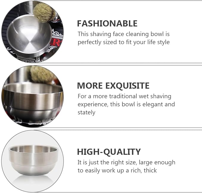 Beaupretty Stainless Steel Shaving Soap Bowl with Lid Grooming Shaving Cup for Men’s Beard Styling and Face Cleaning