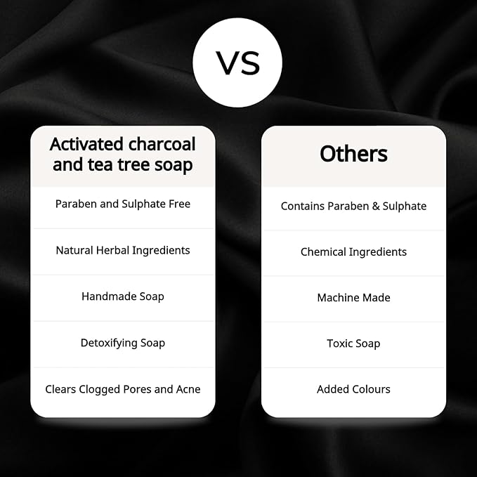 Charcoal Tea Tree Body Soap, Deep Moisturizing Soaps Cleanser with Glycerin & Aroma Oil, Refreshing Bath Bar Soap for Clarified Skin Texture & Clean Feel for Men & Women – 4.40 oz