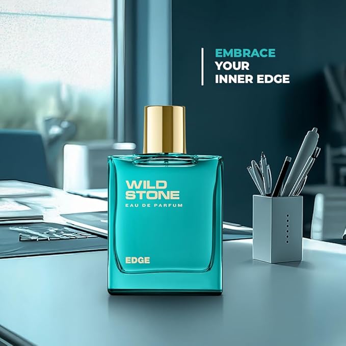 Wild Stone Edge Eau De Parfum | 3.38oz,100 ml | Luxury EDP Perfume for Men | Intense Long Lasting Premium Fragrance | Woody & Warm Spicy Notes | 100% Liquid Scent | Best Perfume for Gifting