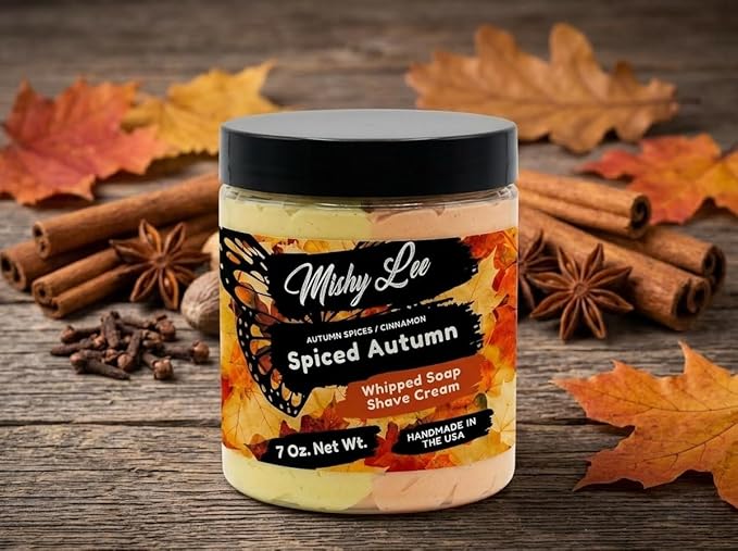 Spiced Autumn Whipped Soap and Shave Cream for Sensitive Skin - Hand-Crafted, Paraben Free (20 Ounce)