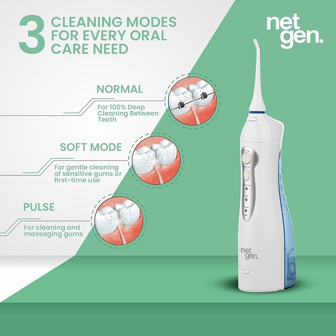 Cordless Water Flosser for Deep Cleaning of Teeth & Gums, Professional Dental Oral Irrigator with 3 Modes, IPX7 Waterproof Electric Flosser, Portable Rechargeable Flosser for Home, Travel, and Gifts