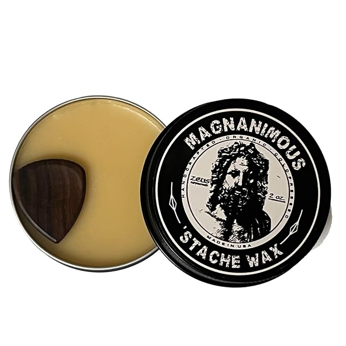 MAGNANIMOUS MUSTACHE/BEARD WAX (2 OZ) "MT OLYMPUS" SCENT (CITRUS SWEET ORANGE, CEDAR, SANDALWOOD, & GEORGIA PINE) - THE BEST STRONG HOLD WAX FOR MUSTACHES/BEARDS ON THE PLANET, ZEUS APPROVED!