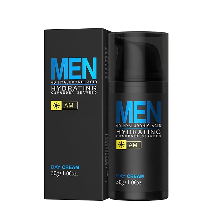 Men Hydrating Day Cream, Daily Moisturizer with 4D Hyaluronic Acid, Oil Control, Firm & Lift Hydrating Cream for Face & Body, Reduce Fine Lines, Strengthen Skin Barrier, 1.06 oz.