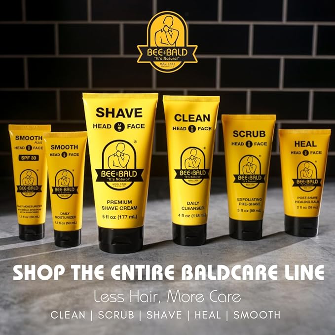 Bee Bald CLEAN Daily Head & Face Cleanser, Refreshes and Thoroughly Washes, Premium Bald Head Care for Men and Women, 4 fl Oz