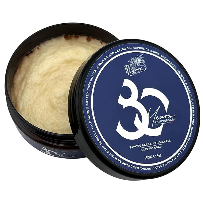 TFS 80th Anniversary Shaving Soap Cream – Artisan Men’s Shaving Soap Made in Italy, Citrus Floral Woody Fragrance, Rich Protective Lather, Moisturizing Formula for Smooth Shave – 150ml