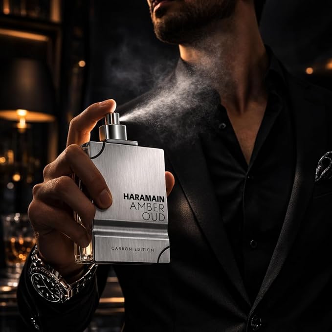 Al Haramain Amber Oud Carbon Edition Eau De Parfum Spray 60ml (2.0 oz) - Long-Lasting Men’s Cologne, Woody Aromatic Arabian Perfume with Premium Arabic Fragrance for Men