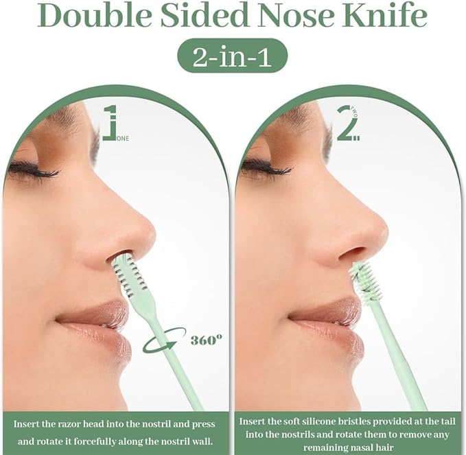 5PCS Nasal Hair Cutter for Women Men, 2026 Upgraded Portable 2-in-1 Nasal Hair Cutter Sticks Double Sided Nose Knife with Soft Cleaning Brush ﻿