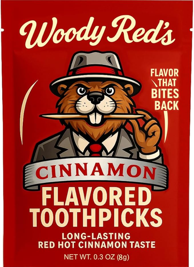 Cinnamon Toothpicks Woody Red's Flavored Hot Picks - 10 Packs