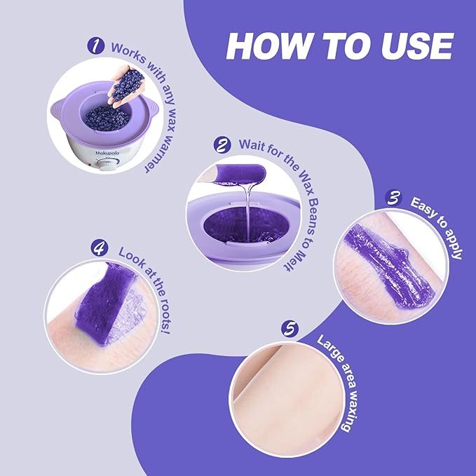 5lb Wax Beads for Hair Removal Bulk, 80 oz Big Bag of Purple Paperless Hypoallergenic Waxing Beads Refill for Salon & At-Home Use, Full Body (Brazilian, Bikini, Face, Underarm, Legs) Wholesale-Size
