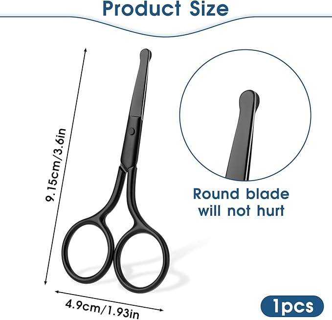 Round Tip Nose Hair Scissors Safety Eyebrow Scissors Small Professional Grooming Scissors for Hair, Eyelashes, Mustache, Nose, Eyebrow Trimmer for Women Men