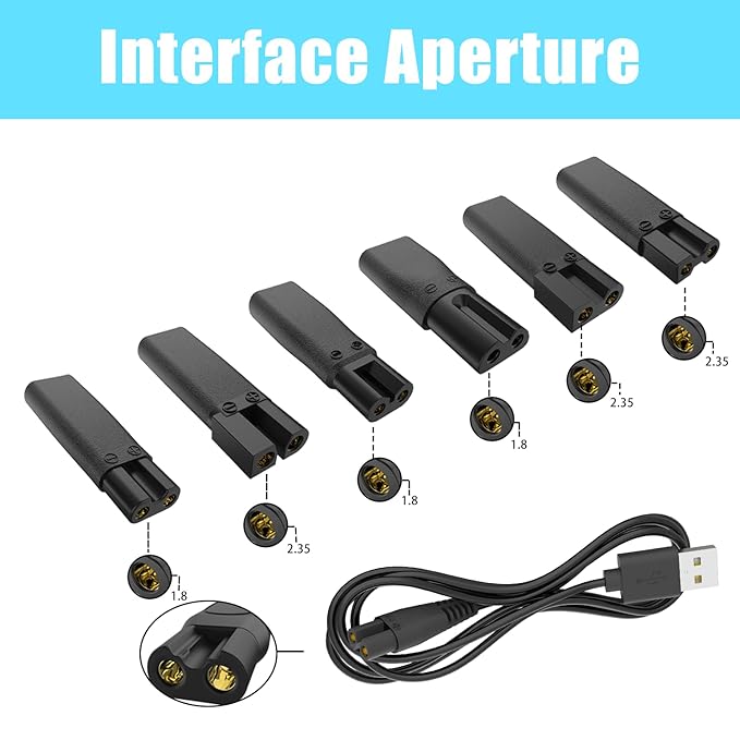 Upgraded 9PCS Replacement Shaver Charger Compatible with a Various Types of Electric Hair Clippers, Beard Trimmers, Shavers, Beauty Instruments,Desk Lamps,Purifiers,Charging Cable Type-C Power Cord