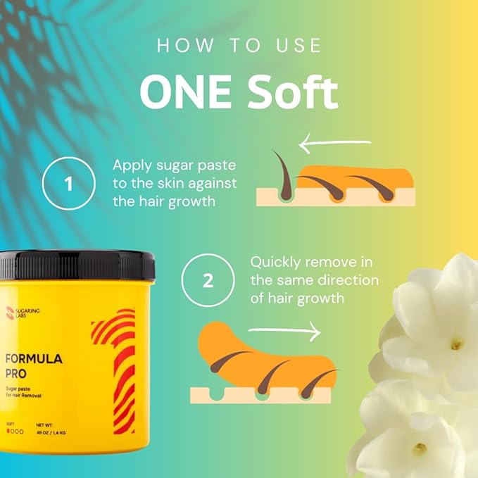 Sugaring Paste FORMULA PRO for Hair Removal SUPER SOFT for Wax Strips, Light Hair, Facial Hair, Sugar Wax Kit, 49oz / 3lb