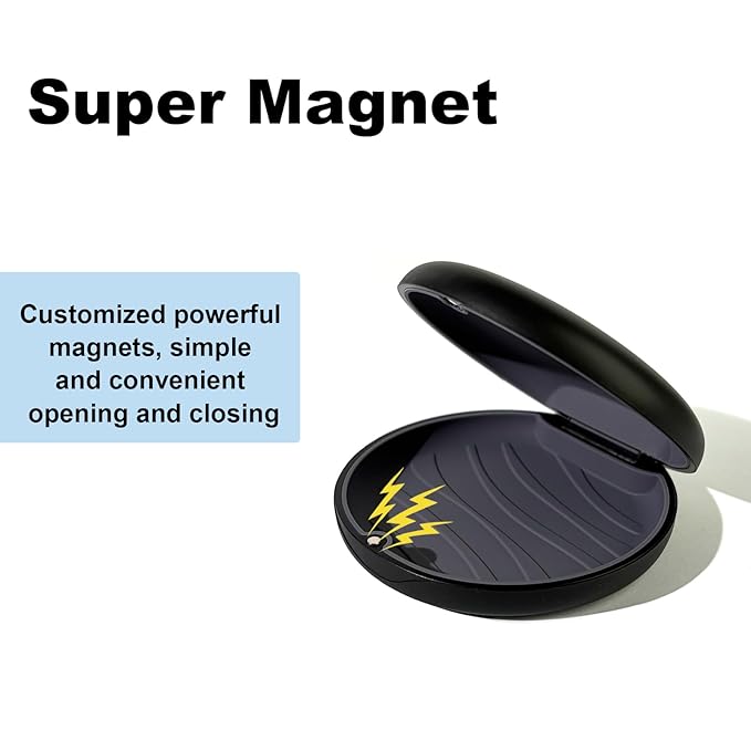 2PCS Retainer Case Compatible with Invisalign,Cute Slim Aligner Case,Customized Magnetic Closure Orthodontic Retainer Cases (2 Pack Black+ Dark Grey Silicone)