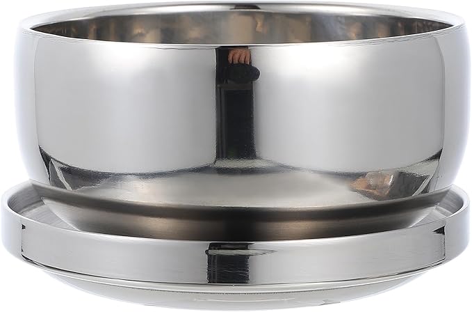 TEHAUX Stainless Steel Shaving Soap Bowl with Lid Men Shaving Accessory Foaming Container Barber Shop Shave Tool Sturdy Bathroom Use