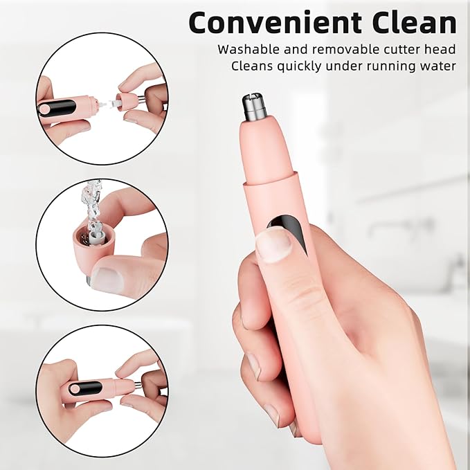 Nose Hair Trimmer Rechargeable Cordless Painless Ear and Eyebrow Trimming Tool-Dual Edge Easy Cleansing for Man Woman