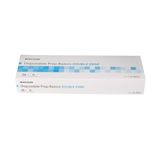 McKesson Disposable Razors [24 Count] Prep Shaving Razor, Single Blade Double Edge, Stainless Steel Blade, For Men and Women, Bulk, Blue
