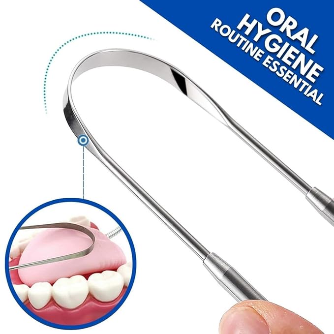 Tongue Scraper for Adults 4 Pack – Premium Stainless Steel Tongue Cleaner Kit with Travel Case & Mint Dental Floss, Reusable Heavy Duty Metal Tongue Scrubber for Fresh Breath & Daily Oral Care
