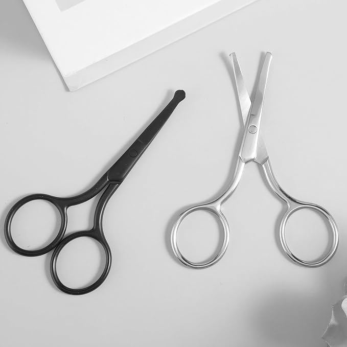 2 Pcs Eyebrow Scissors Nose Hair Trimmer for Men Professional Stainless Steel Small Shears Nose Hair Scissors Small Scissor Mustache Scissor for Hairs Eyelash Noses Eyebrow Ear Hairs Trimming Mustache