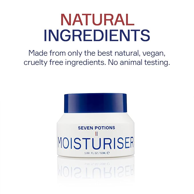 SEVEN POTIONS Anti Ageing Moisturizer for Men 1.69 FL OZ – Fragrance Free, Fast Absorbing Face Cream – Helps Prevent Fine Lines and Wrinkles – Hydrates Skin – Natural, Vegan, Cruelty Free