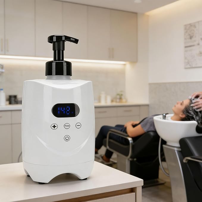 Hot Lather Machine Professional Shaving Foam Warmer Fast Even Heating Electric for Men Barbershops Salons ABS 500ml (US Plug 110V)